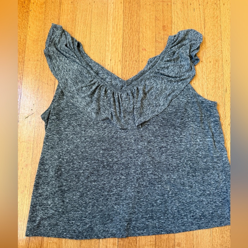 Old Navy Gray Ruffle Tank Top